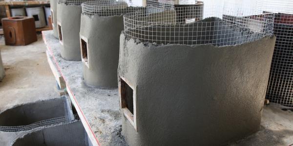 Household toilets under construction