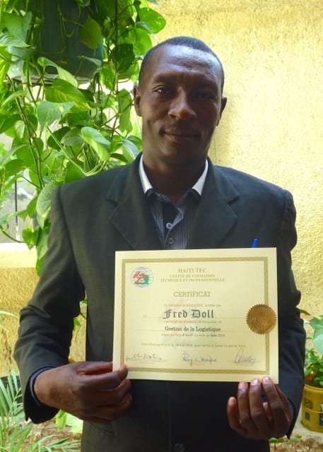 Fred after graduation from his Logistics course